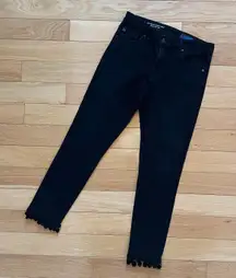 AG Farrah Skinny Ankle Black Jeans with Tassel
