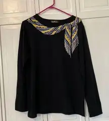 Bob Mackie gorgeous beaded and embroidered black sweater