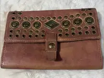 Patricia Nash Brown Studded Leather Clutch