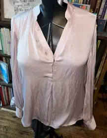 David Lerner silky 1/4 button business casual M blouse