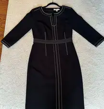 Etcetera  Black dress with white contrast stitching and 3/4 sleeves