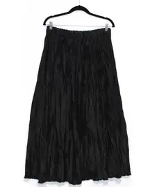 Armine Black Crinkle Pleated Midi Skirt Size XL TR 44