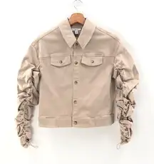 ‎Bar III Ruched-Sleeve Jacket Naturally Nude XS