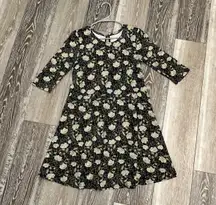 Beautiful Floral Print Dress Sz M 3/4 Sleeves Super Comfy