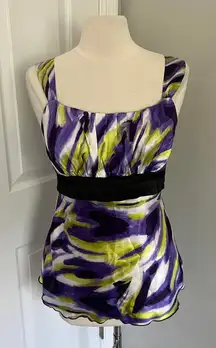 Y2K PURPLE AND GREEN A. BYER BUSTIER SATIN TANK TOP