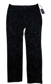 NYDJ Black Velvet Floral Skinny Pants Size 18
