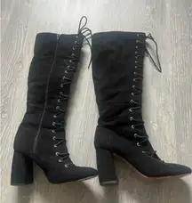 BCBGeneration Addison Lace-Up Heeled Knee-High Boots 