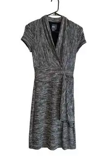 Anthro Maeve Marled Knit Gray Faux Wrap Sweater Dress‎ Extra Small