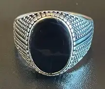 Oval obsidian gemstone S925 silver ring size 10.5