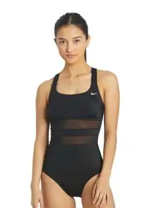 Nike NWT Racerback One-piece swimsuit with mid-line see-through mesh Size Large