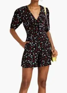 Maje Women's Black Inobi Printed Floral-jacquard Playsuit