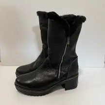 Bos & Co Match Faux Fur Lined Black Leather Calf Boot Size 39