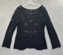 Y2K Express Sheer Crochet Lace Top Whimsigoth Witchy Fairy Grunge Women's Medium