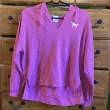 Victoria Secret Pink Pullover V Neck Hoodie Size XS Pink.