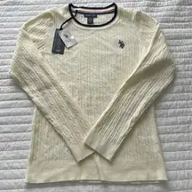 NWT US Polo Assn. Tipped Soft Cable Crew Neck Sweater