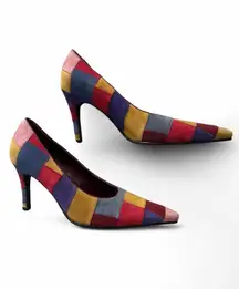 Carlos Santana by Carlos Suede Colorblock Patchwork Heels