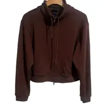 Scoop Scuba Jacket Women's Size S Brown Funnel Neck Full Zip Up Dual Zip NEW