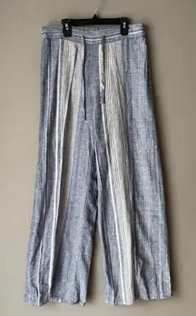 Express sz S blue white striped linen wide leg pants NWT‎