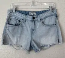 Free People Boho Distressed Zip-Fly Denim Jean Shorts