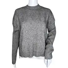 Raya Sweater Womens Large Gray Mock Neck Casual Work Essential Basic Minimalist‎