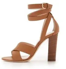 Club Monaco  tan leather wrap heels Size6.5  A34