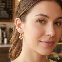 Madden NYC Gold-Tone Flower Charm Hoop Earrings NWT • Hypoallergenic