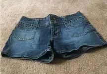 Tommy Jeans Women's Juniors Jean Shorts Blue Denim Zip Button Pockets Size 9