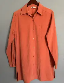 Vintage 90’s Bridgewater Faux-Suede Orange Oversized Button Down Long Sleeve