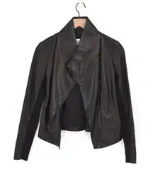 Nordstrom Signature Genuine Leather Moto Jacket Blazer Black Women's S