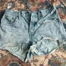 Levi's 501 High Rise Denim Shorts Hidden Button Fly Light Wash