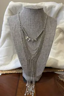 Plunder Multi Strand Chain & Rhinestone Necklace. 20” Overall
