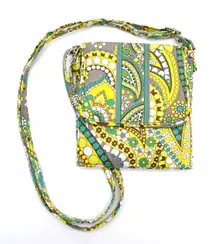 Vera Bradley Tiny‎ Traveler Lemon Parfait Crossbody Wallet Bag Paisley Classic