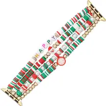 Christmas Beaded iWatch Band for Apple Watch Series 8 7 6 5 4 3 2 1 SE Strap
