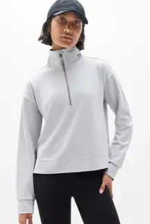 New Athleta M Seasoft Quarter Zip Sweatshirt Quartz Grey Medium