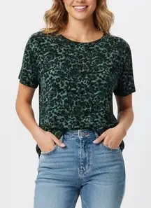 SOCIALITE Leopard Print Short Sleeve Crew Neck T Shirt Women's Size S