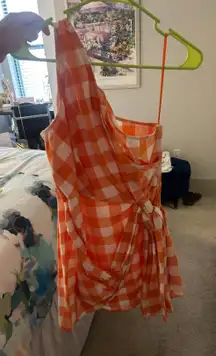 Orange And White Checkered Dress