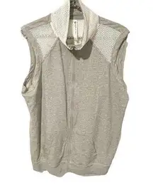 Fabletics Size Large Gray White Perforated Open Zip Up Sleeveless Jacket