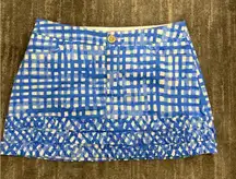 Lilly Pulitzer Blue and White Patterned Mini Skirt