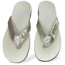 Vionic with Orthaheel Tide Sequins Flip Flop Sandals silver comfort summer