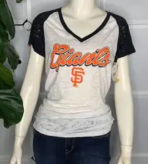 Genuine Merchandise Campus Lifestyle San Francisco Giants Burnout V Neck Top Siz