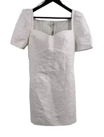 Elliatt Feminise Textured‎ Puff Sleeve Mini Dress Large White New