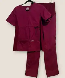 Cherokee Workwear Womens Maternity Medical Scrub Set Burgundy Nursing Healthcare