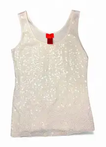 V Christina Cream Sequin Tank Top size Large