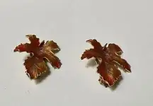 Beautiful Fall Autumn Orange Leaves Clip-on Clip On Earrings Leaf