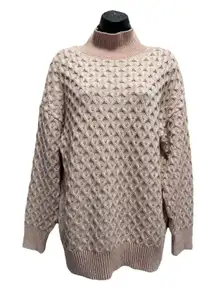Know Rose Knit Long Sleeve Oversized Sweater Size Medium Ribbed Hem High‎ Collar