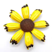 ‎Vintage enamel sunflower brooch pin VTG