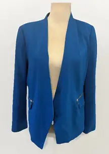 ZARA Basics COBALT ELECTRIC BLUE JACKET BLAZER WITH ZIP POCKETS SIZE Large