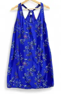 Old Navy Dress Women Small Blue Floral Shift Short Round Neck Sleeveless