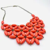 J. Crew coral floral cluster beaded necklace bib‎
