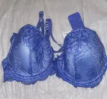 LE MYSTERE LACE FULL‎ COVERAGE BRA SZ 34D Blue